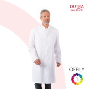 Tablier médical long et blanc à col revers