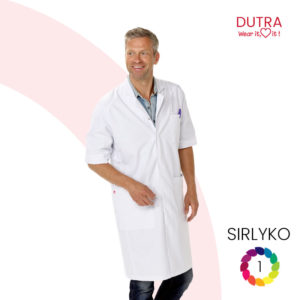 Tablier de médecin à pressions avec 2 grandes poches et poche poitrine