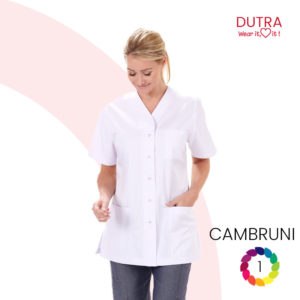 Veste médicale pour dame à pression et col v