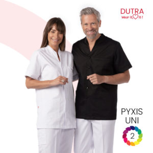 Tunique médicale mixte unie à pressions